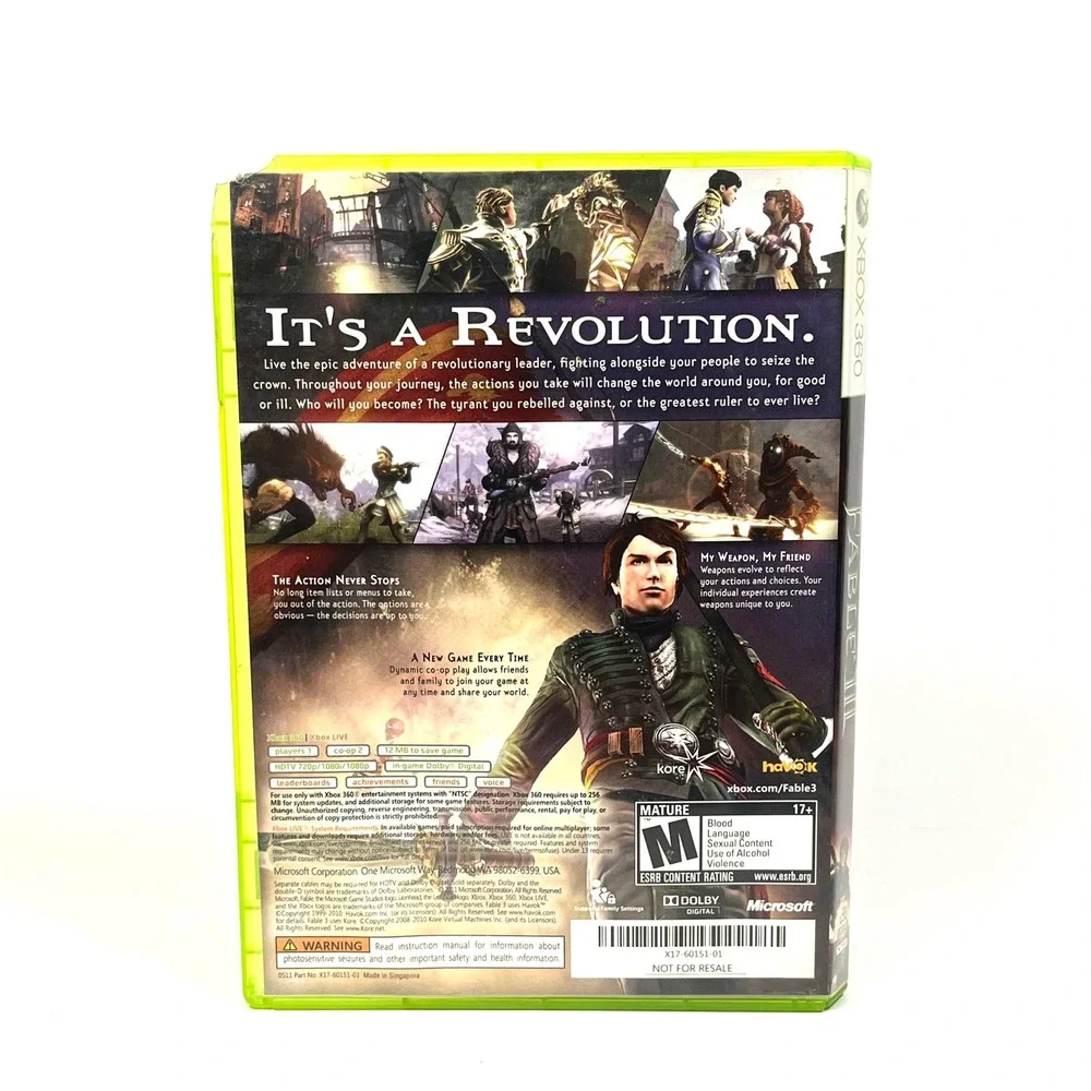 Fable‎ III 3 Xbox 360 Game Microsoft Lionhead Studios Broken Case Heavy Wear